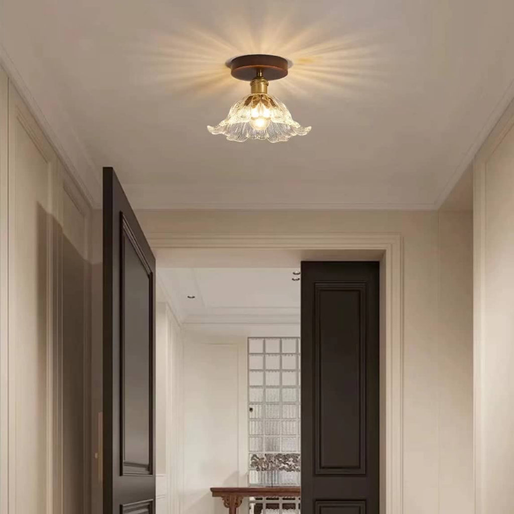 Retro Lotus Art Deco Glass Ceiling Light