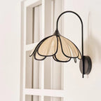 Rustic Handwoven Rattan Flower Wall Light