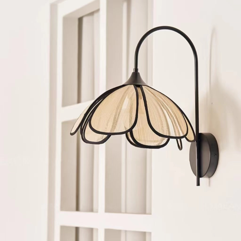 Rustic Handwoven Rattan Flower Wall Light