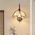 Rustic Handwoven Rattan Flower Wall Light