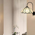 Rustic Handwoven Rattan Flower Wall Light