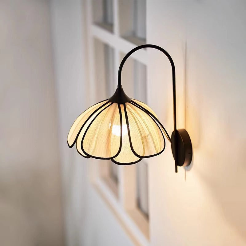 Rustic Handwoven Rattan Flower Wall Light