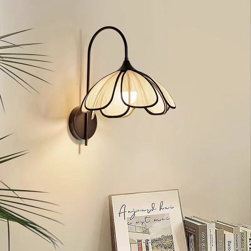 Rustic Handwoven Rattan Flower Wall Light