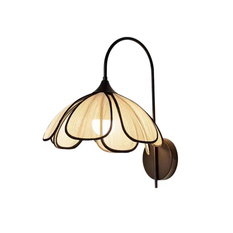 Rustic Handwoven Rattan Flower Wall Light