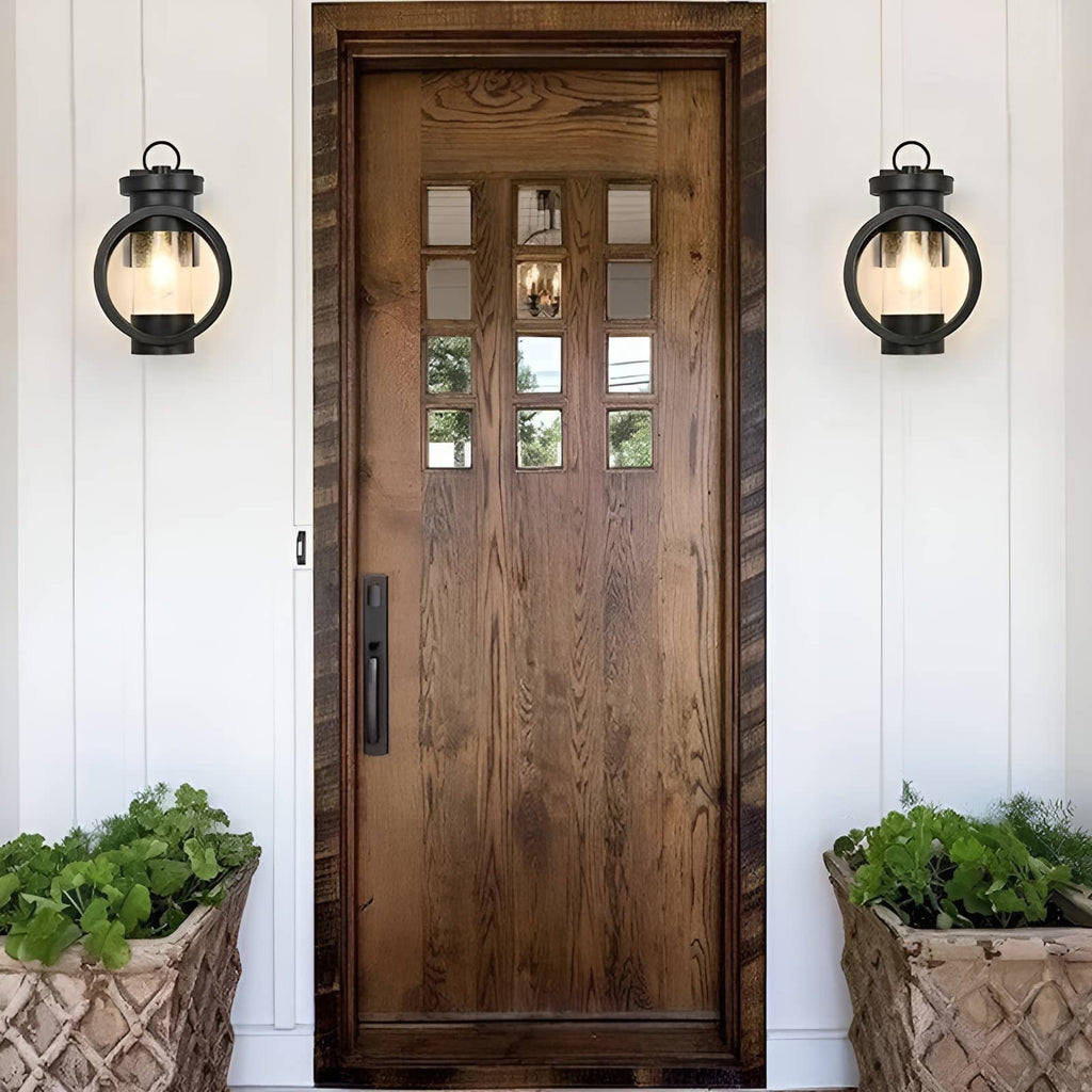 Retro Ring Frame Black Outdoor Wall Light