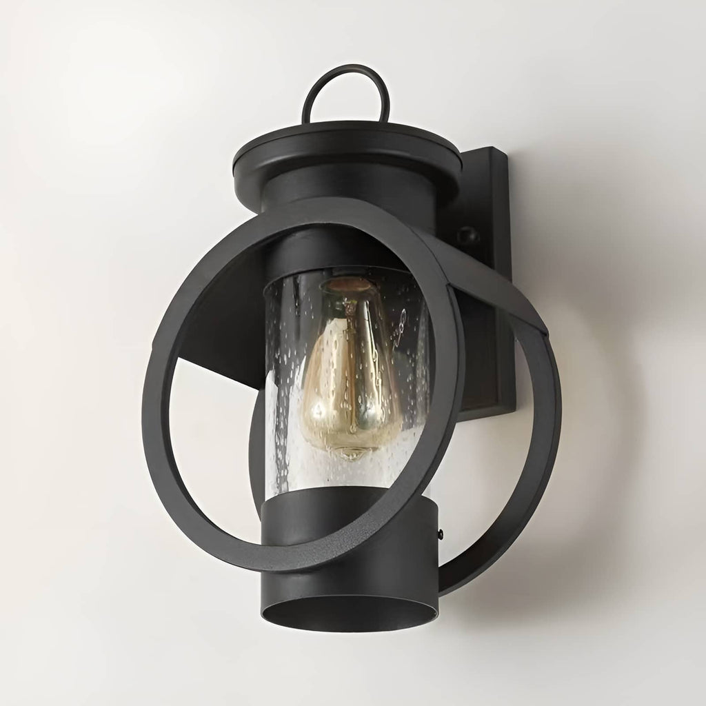 Retro Ring Frame Black Outdoor Wall Light