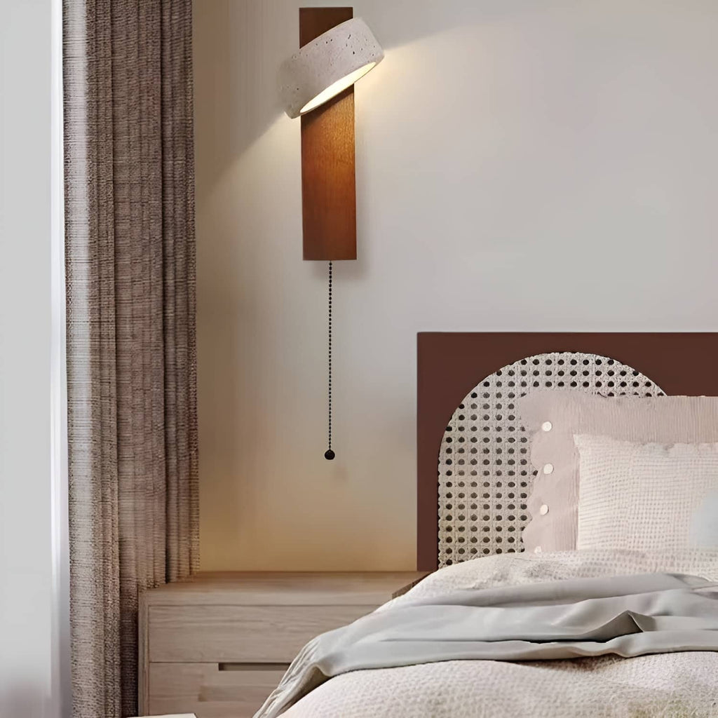 Retro Rotatable Natural Wooden Wall Light
