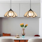 Rustic Handwoven Rattan Flower Pendant Light