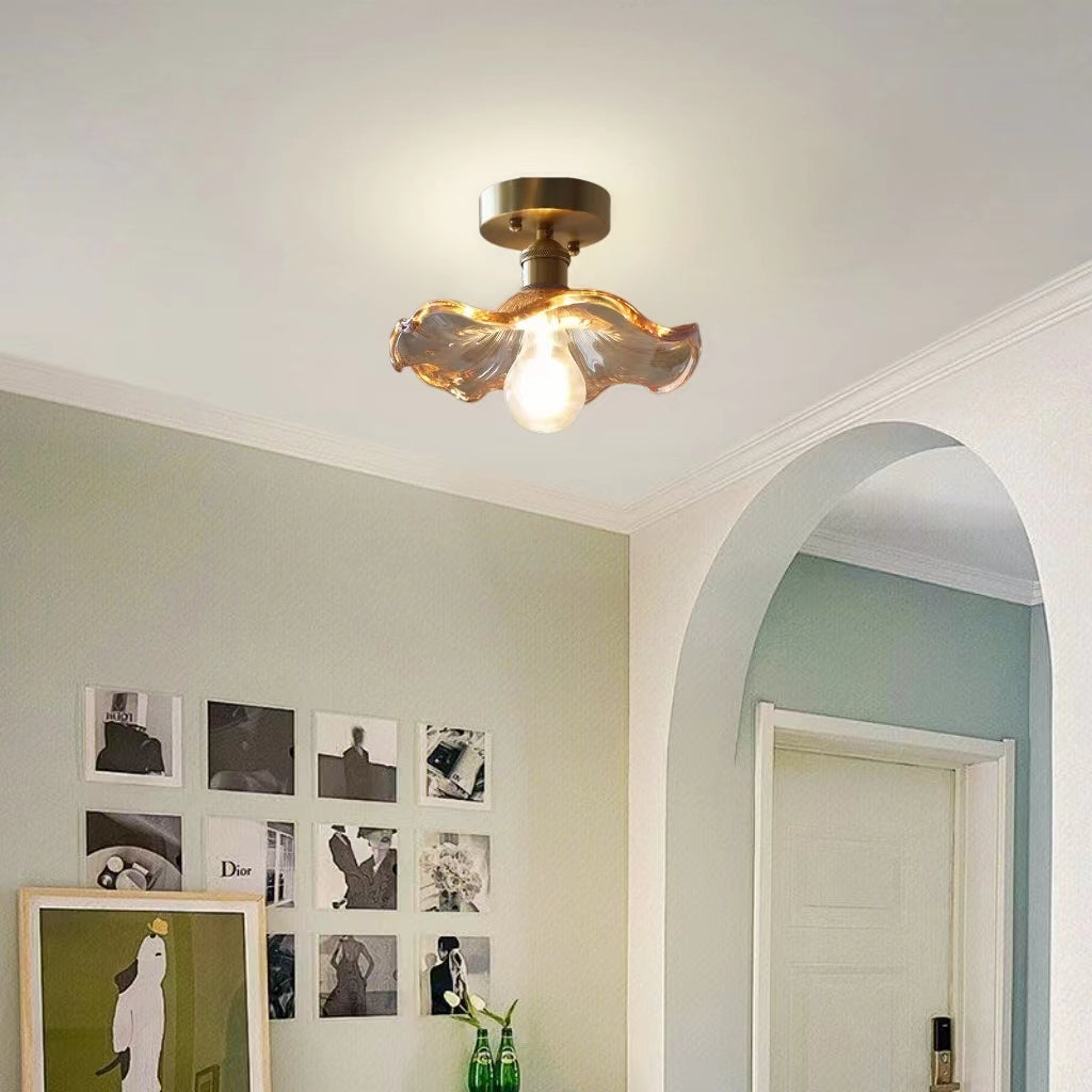 Retro Lotus Flower Glass Ceiling Light