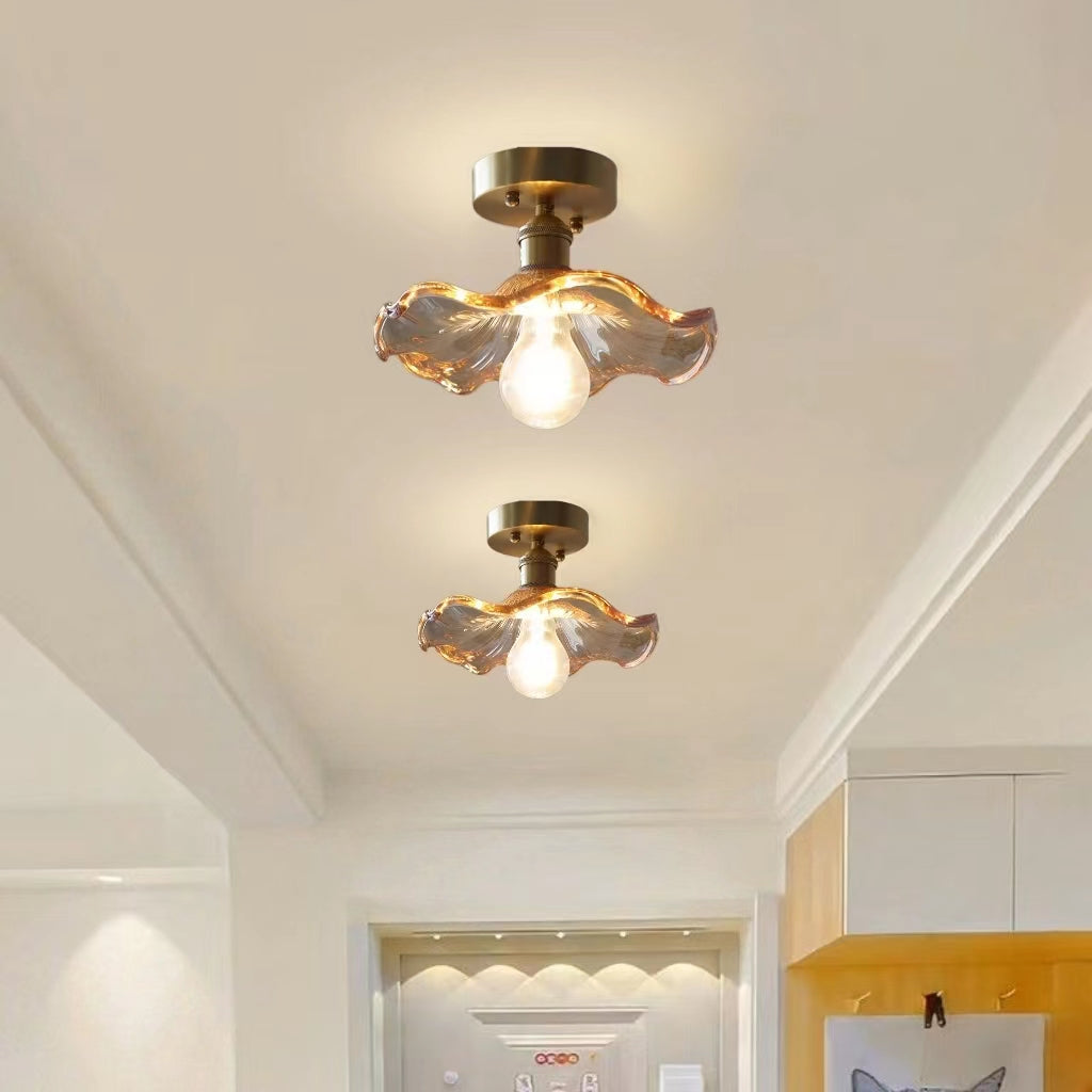 Retro Lotus Flower Glass Ceiling Light