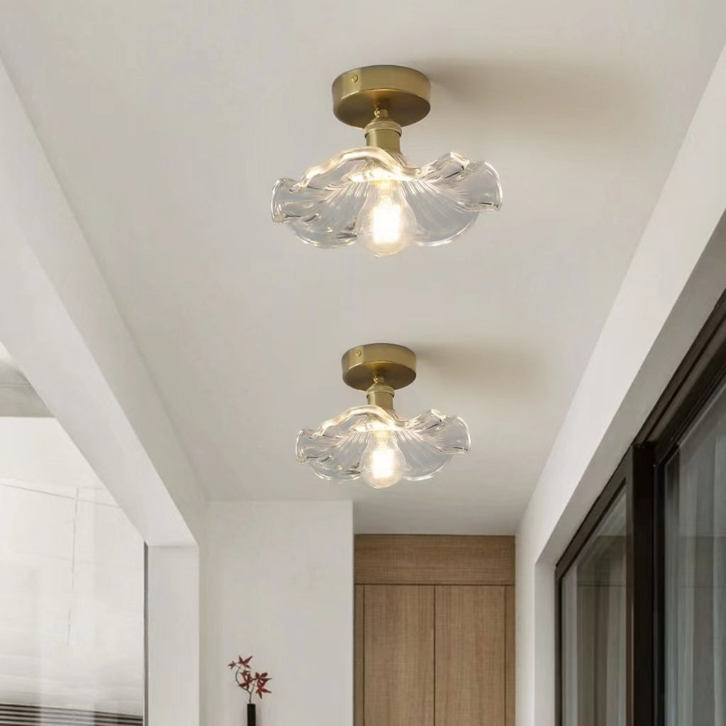 Retro Lotus Flower Glass Ceiling Light