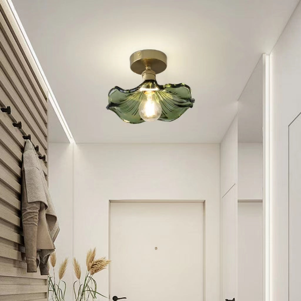 Retro Lotus Flower Glass Ceiling Light