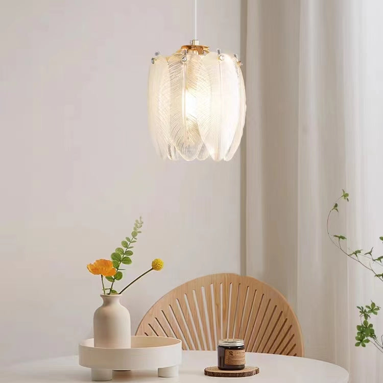 Retro Creative Feather Glass Pendant Light