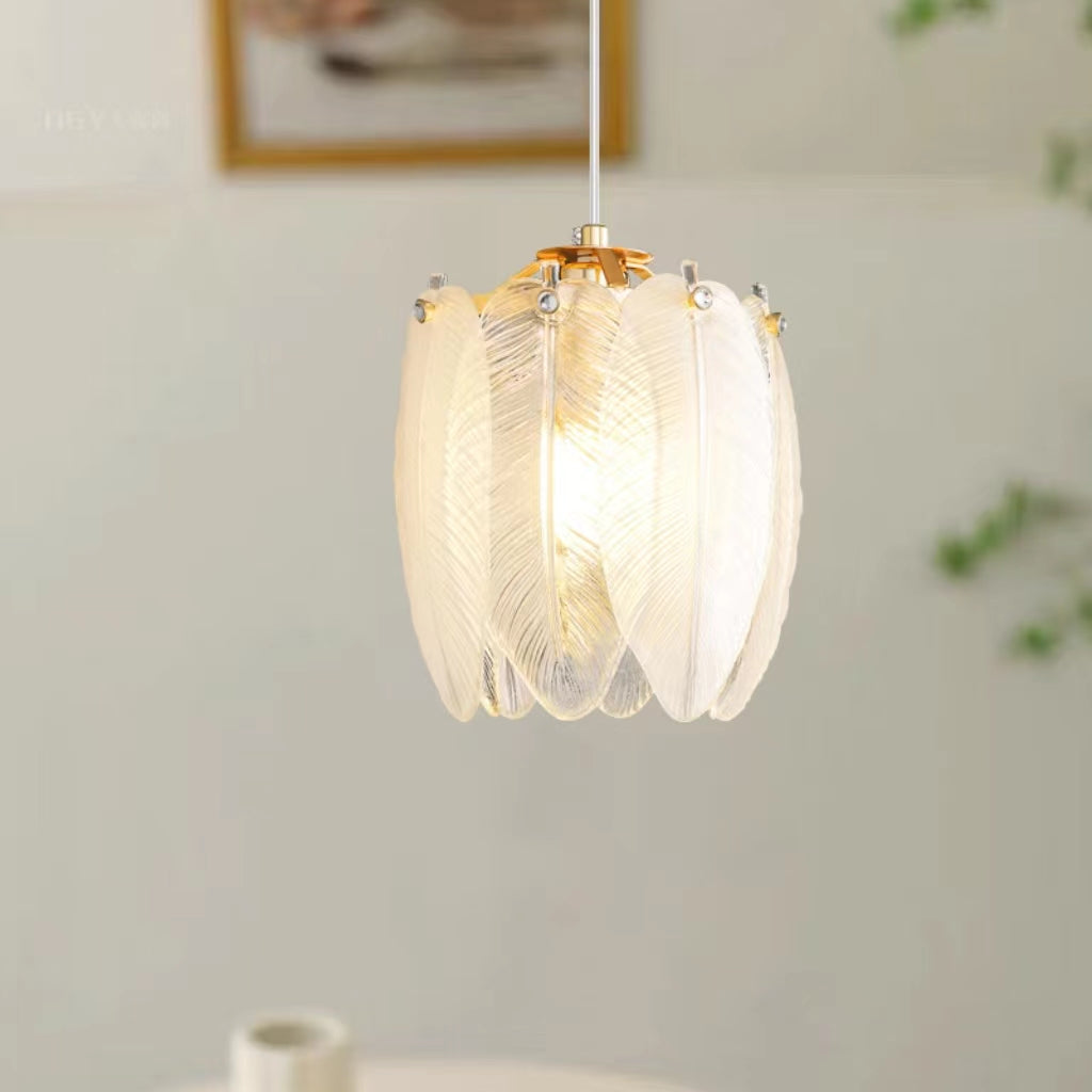 Retro Creative Feather Glass Pendant Light