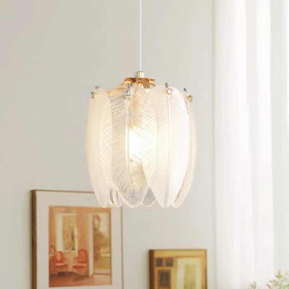 Retro Creative Feather Glass Pendant Light