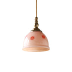 Retro Dome Pink Glass Pendant Light