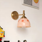 Retro Dome Pink Glass Wall Light