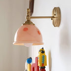 Retro Dome Pink Glass Wall Light