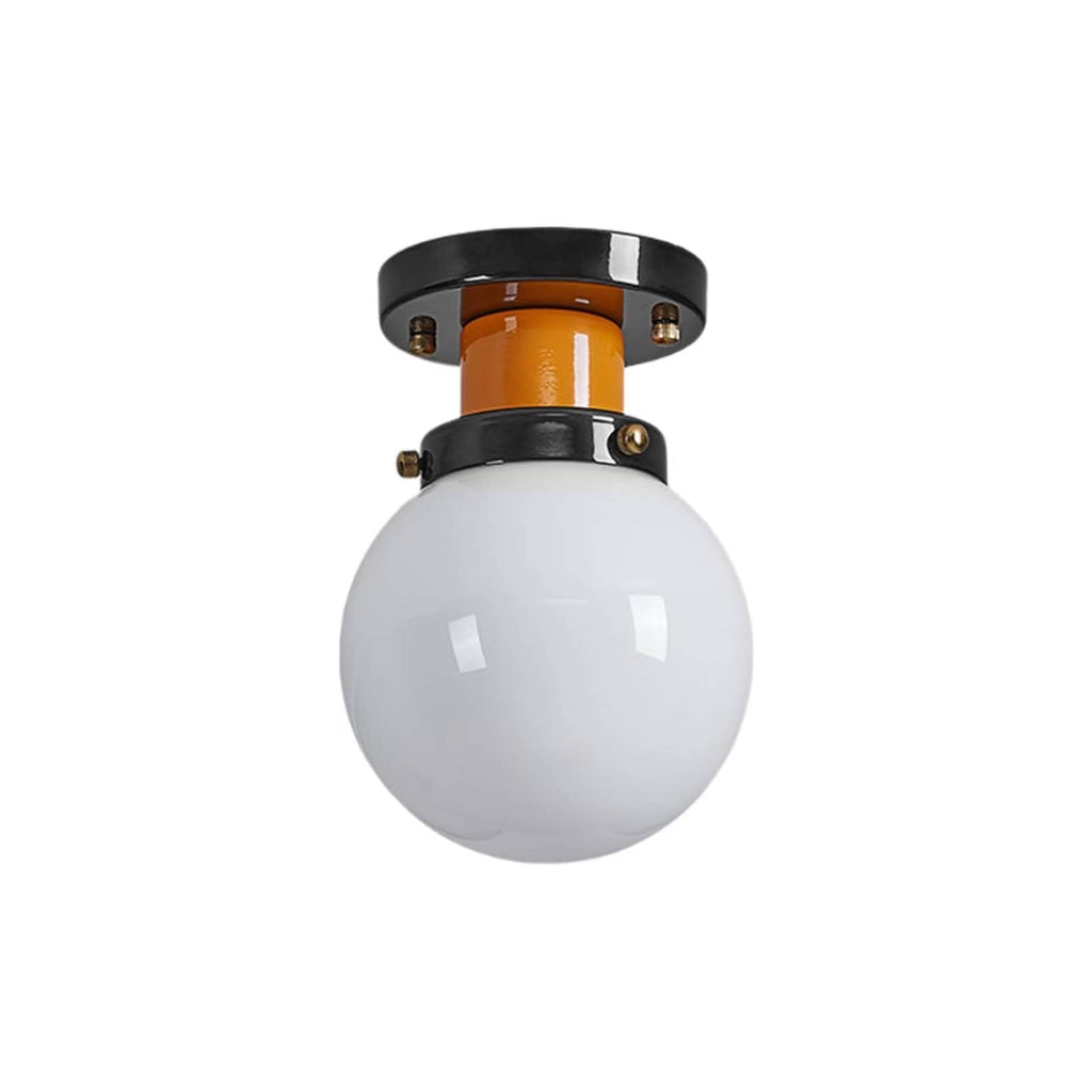 Retro Industrial White Globe Ceiling Light