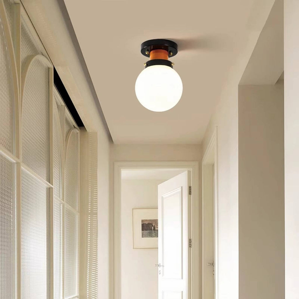 Retro Industrial White Globe Ceiling Light