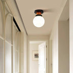 Retro Industrial White Globe Ceiling Light