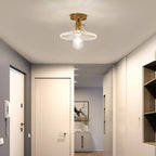 Retro Ripple Glass and Brass Ceiling Light