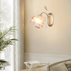 Romantic Glass Pink Rose Wall Sconce