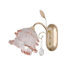 Romantic Glass Pink Rose Wall Sconce