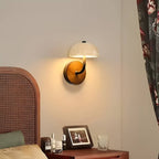 Rustic Yellow Stone and Wood LED Wall Light for Bedroom