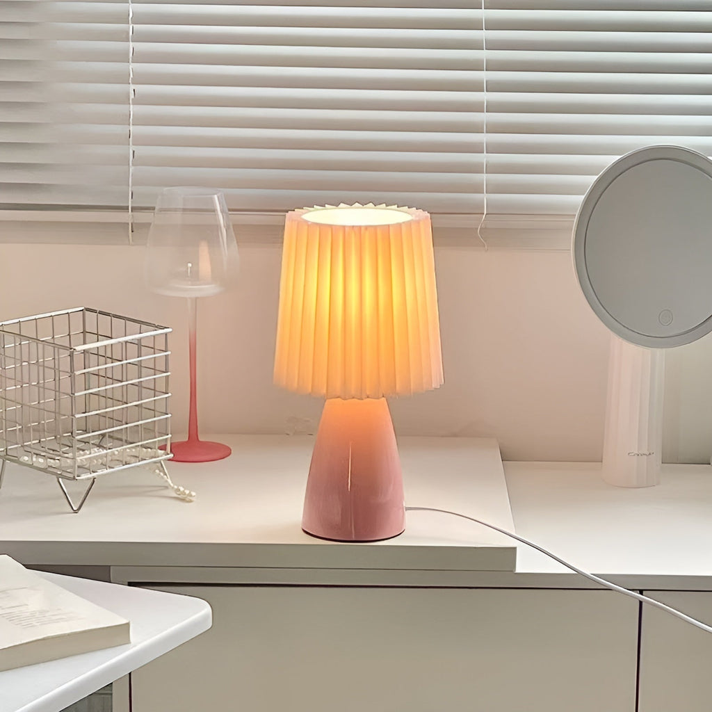 Scandinavian Style Pleated Small Glass Table Lamp