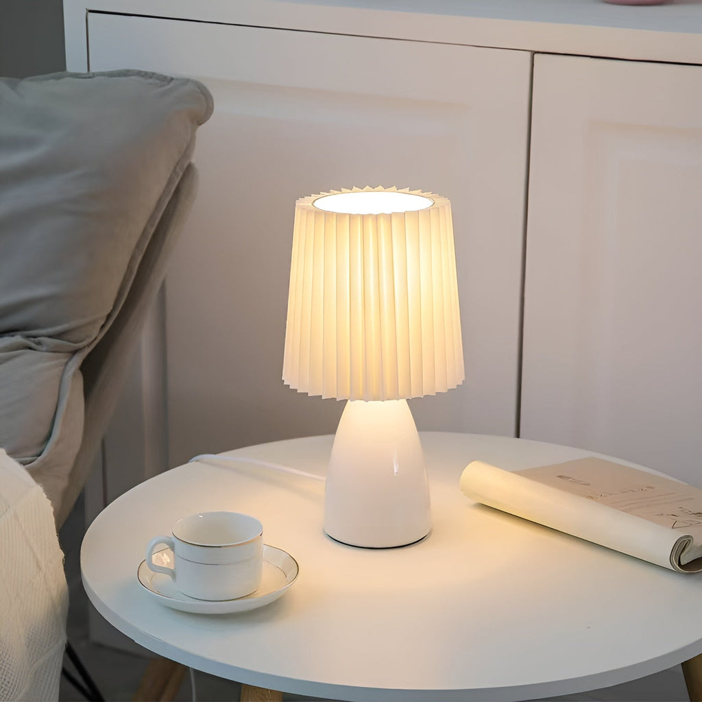 Scandinavian Style Pleated Small Glass Table Lamp