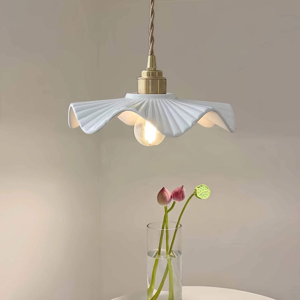 Scandinavian White Ceramic Flower Pendant Light