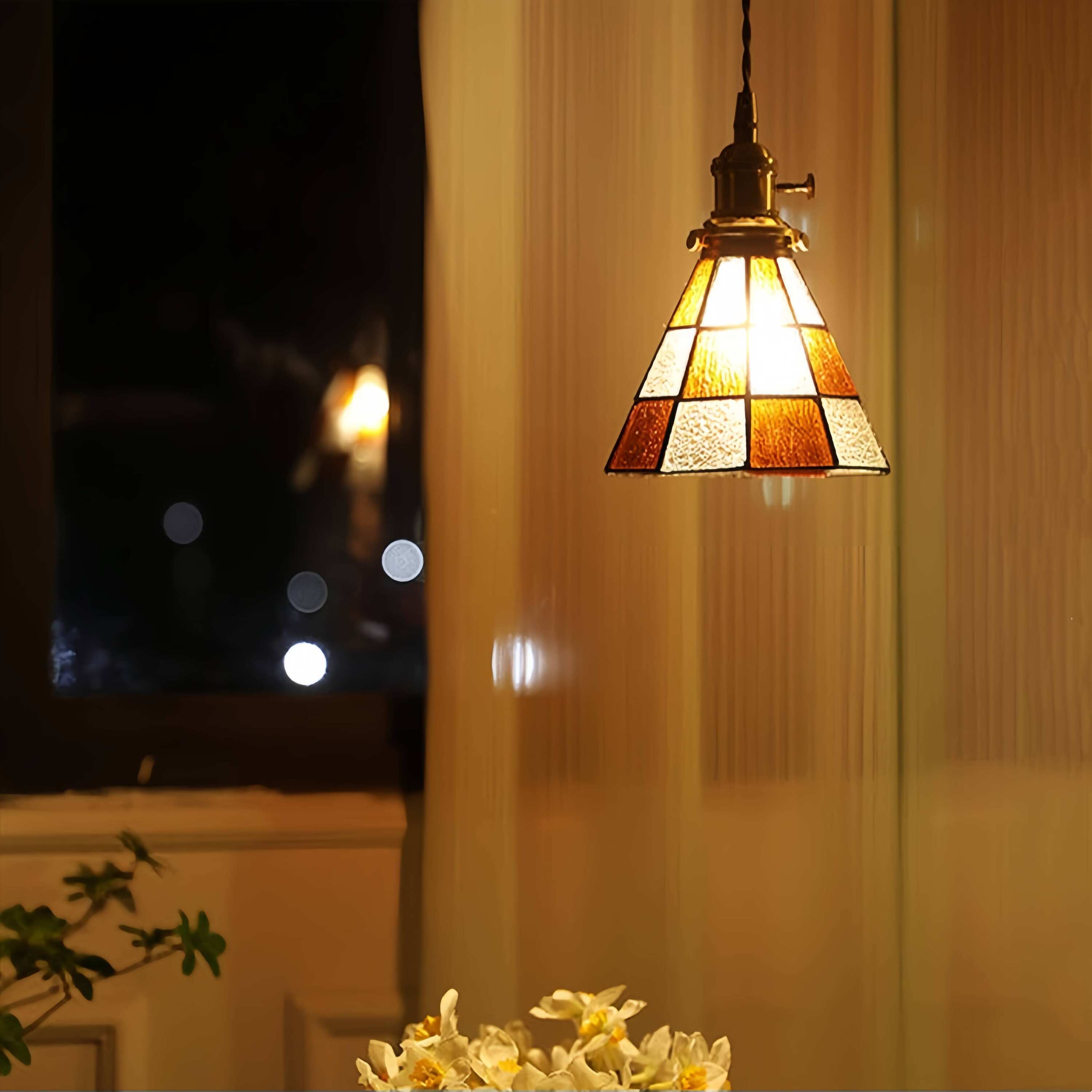 Tiffany Antique Stained Glass Pendant Light