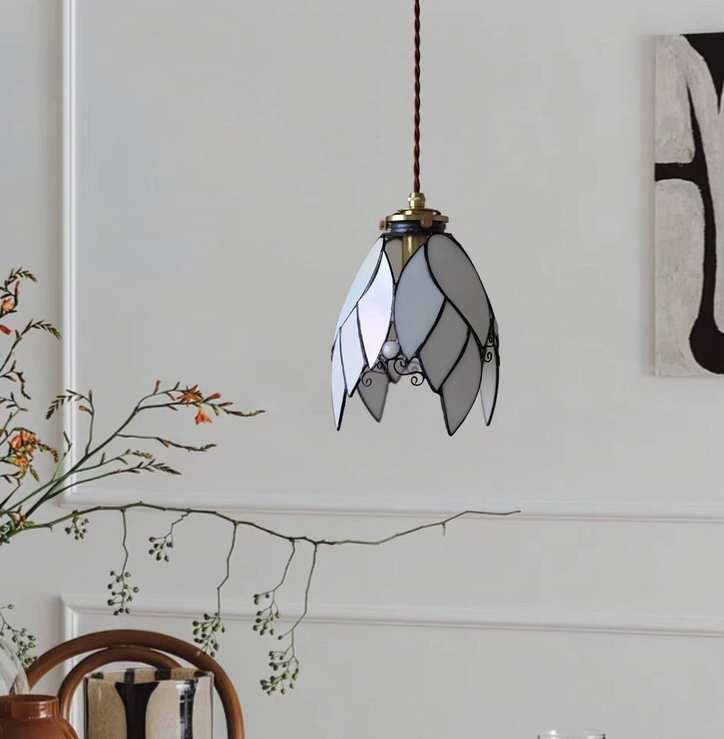 Tiffany Leaf Stained Glass Pendant Light