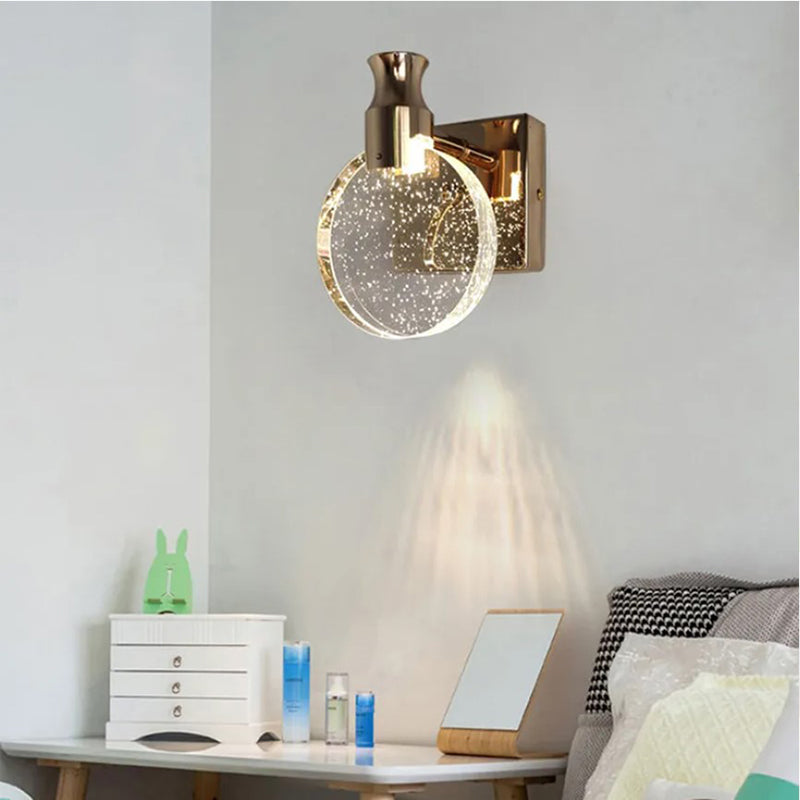 Nordic Style Crystal Creative Round Wall Light
