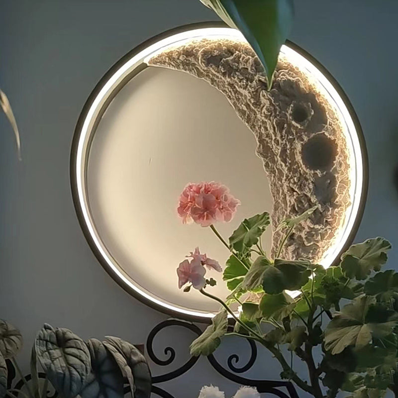 Creative 3D Resin Moon Shape Wall Light