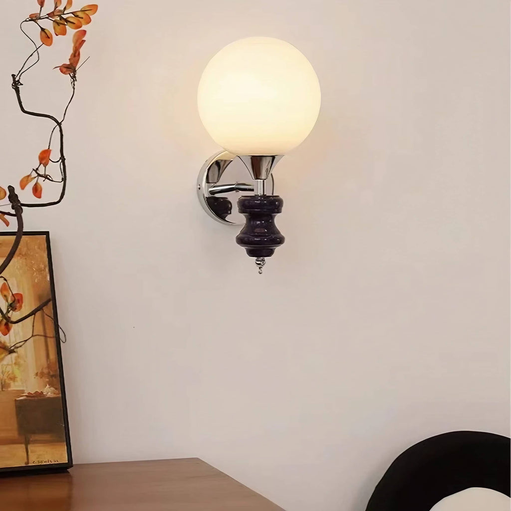 Vintage Black Accent Glass Ball Wall Light