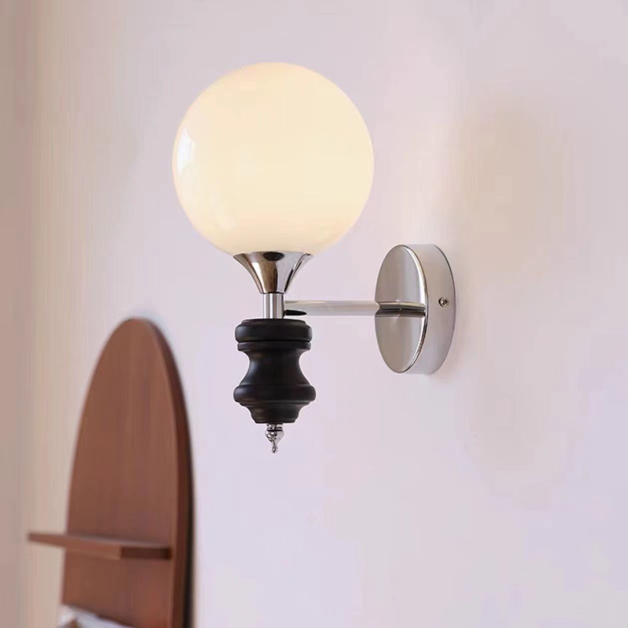 Vintage Black Accent Glass Ball Wall Light