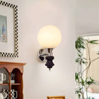 Vintage Black Accent Glass Ball Wall Light