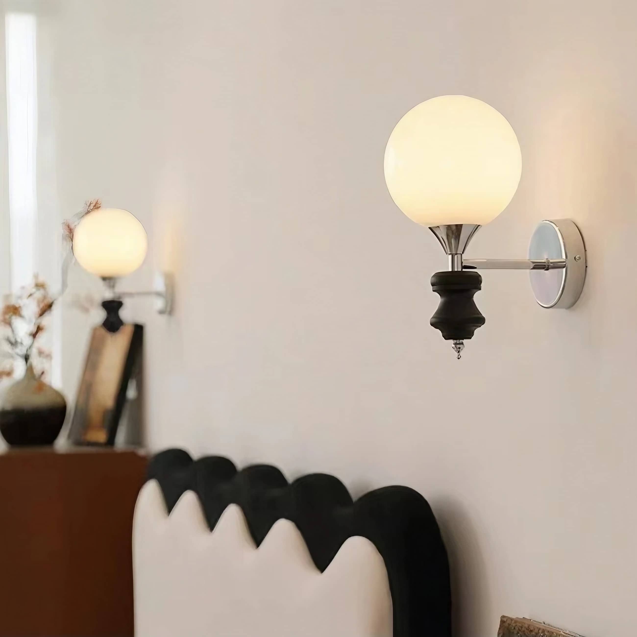 Vintage Black Accent Glass Ball Wall Light
