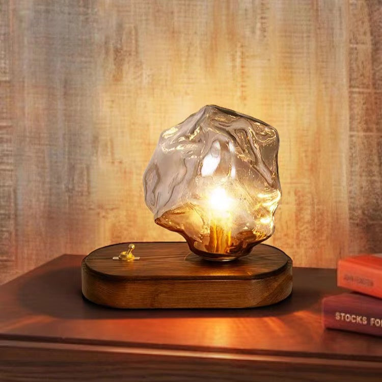 Vintage Irregular Ice Cube Glass Table Lamp