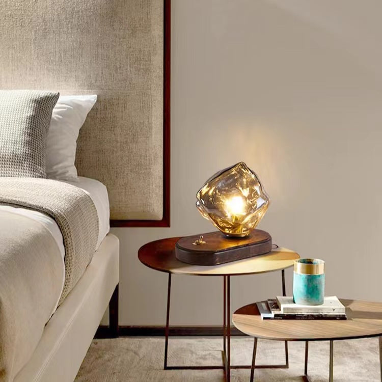 Vintage Irregular Ice Cube Glass Table Lamp