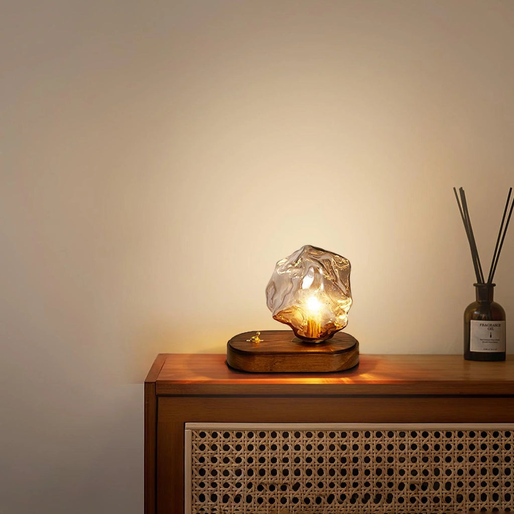 Vintage Irregular Ice Cube Glass Table Lamp