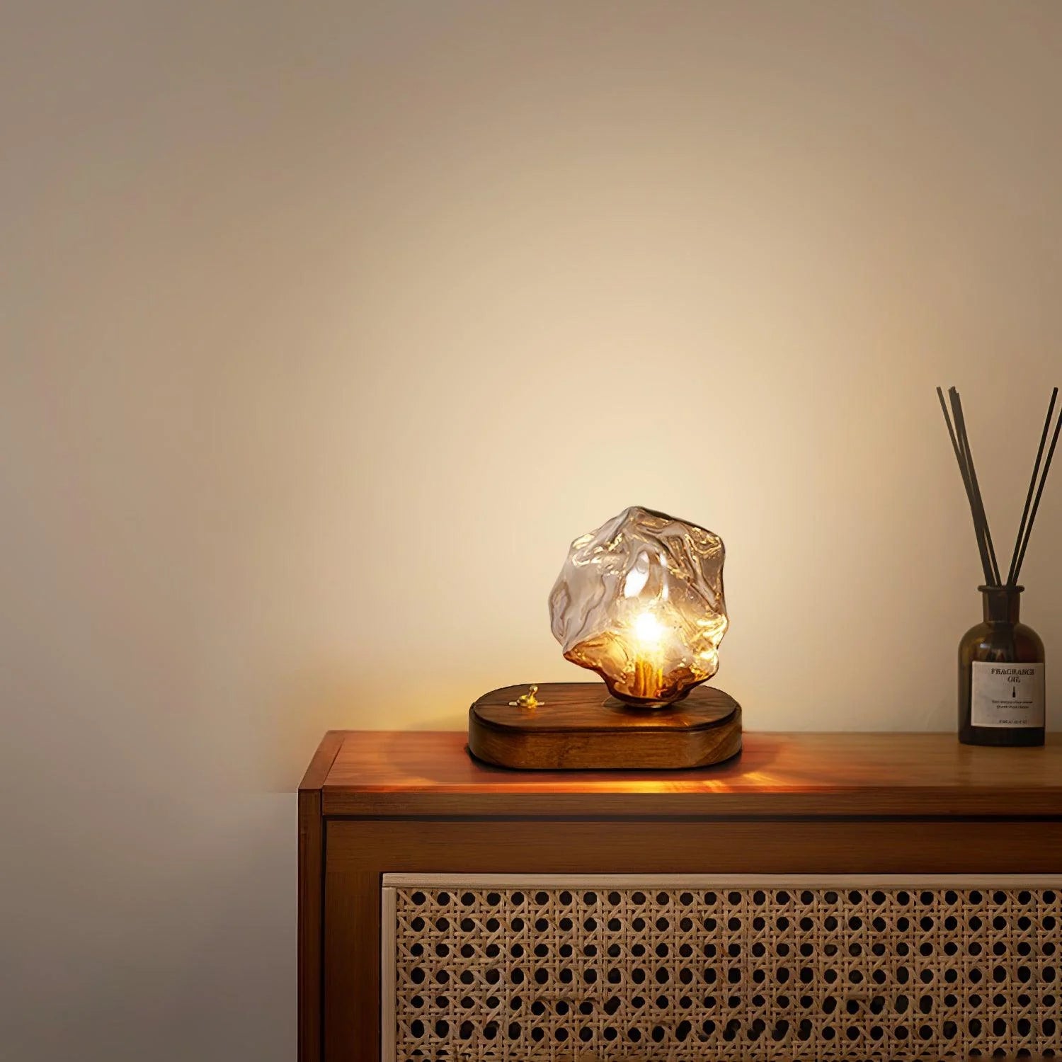 Vintage Irregular Ice Cube Glass Table Lamp
