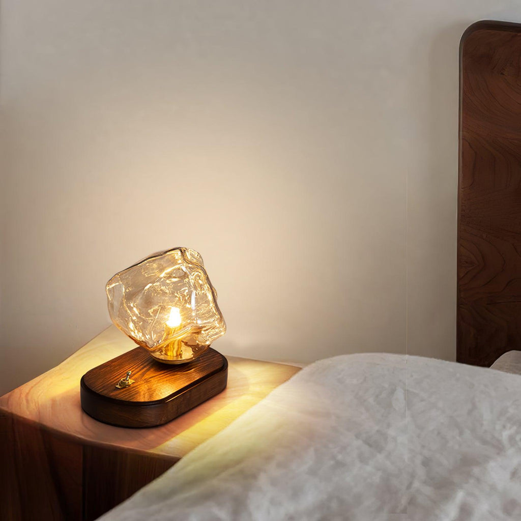 Vintage Irregular Ice Cube Glass Table Lamp