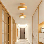 Retro Minimalist Round Wooden Ceiling Light