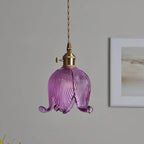 Vintage Tulip Glass Brass Pendant Light