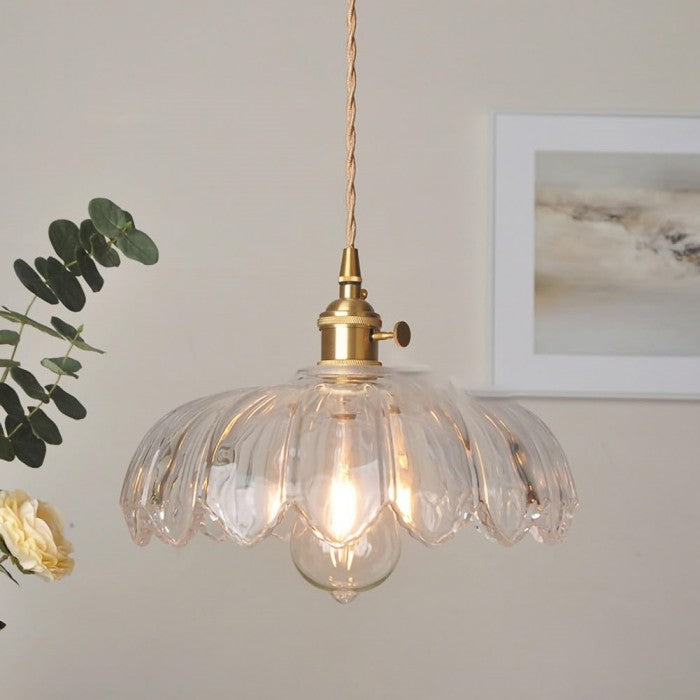 Vintage Lotus Glass Pendant Light
