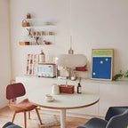 Bauhaus Vintage Round Glass Pendant Light over Dining Table