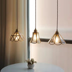 Antique Brass Framed Flower Pendant Light